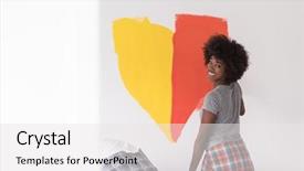  Presentation with young happy couple - Presentation theme enhanced with happy young multiethnic couple painting background and a white colored foreground