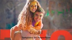  Presentation with holi - Cool new presentation design with happy young pair in paints holi backdrop and a red colored foreground