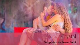 Presentation with holi - Presentation theme enhanced with happy young pair in paints holi background and a coral colored foreground