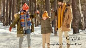  Presentation with helping hands - Slides featuring happy-young-parents-in-warm background and a coral colored foreground