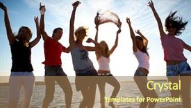  Presentation with sunset beach - Cool new presentation with happy young people dancing backdrop and a coral colored foreground