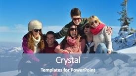  Presentation with snow day - Presentation theme consisting of happy young people group have fun and enjoy fresh snow at beautiful winter day background and a teal colored foreground