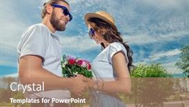  Presentation with happy holidays - Presentation theme enhanced with happy-young-people-in-love background and a coral colored foreground