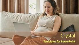  Presentation with pregnant - Theme with happy-young-pregnant-businesswoman background and a coral colored foreground