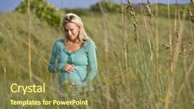  Presentation with alone - Amazing slide deck having happy young pregnant woman standing outdoors alone in field backdrop and a tawny brown colored foreground