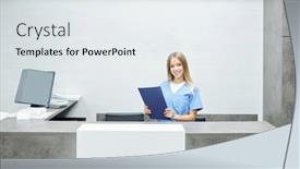  Presentation with medical assistant - Slide set consisting of happy-young-pretty-assistant background and a sky blue colored foreground