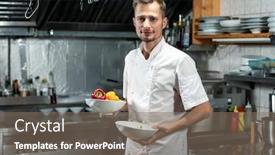  Presentation with capsicum - Amazing slide deck having happy-young-professional-chef backdrop and a gray colored foreground