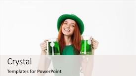  Presentation with white green - Slide set consisting of celebrating st patricks's day background and a sky blue colored foreground