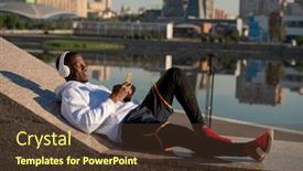  Presentation with african ethnicity - Cool new PPT theme with happy-young-relaxed-sportsman backdrop and a tawny brown colored foreground