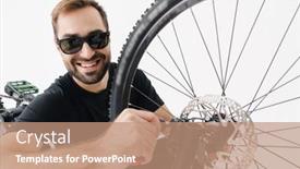  Presentation with rider - PPT layouts having happy-young-rider-man-smiling background and a coral colored foreground