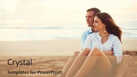  Presentation with young happy couple - Slide set consisting of happy young romantic couple relaxing background and a coral colored foreground