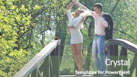  Presentation with couple dance - Slides enhanced with happy young romantic couple in love dance outdoor at spring season on early mornig with beautiful light background and a gray colored foreground