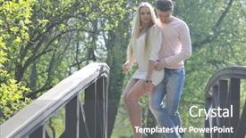  Presentation with couple dance - Theme enhanced with happy young romantic couple in love dance outdoor at spring season on early mornig with beautiful light background and a gray colored foreground