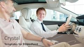  Presentation with drive sales - Beautiful slide deck featuring happy-young-sales-manager backdrop and a mint green colored foreground