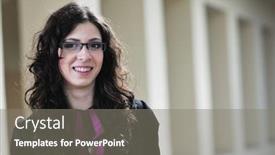  Presentation with student - Audience pleasing slides consisting of happy-young-student-girl-possing backdrop and a gray colored foreground