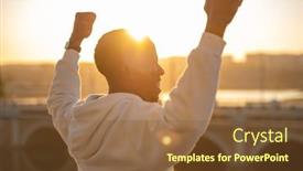  Presentation with successful - Audience pleasing slides consisting of happy-young-successful-sportsman backdrop and a tawny brown colored foreground