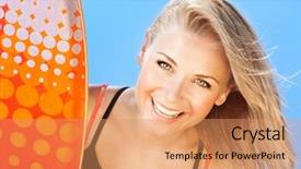  Presentation with outdoor activities - PPT theme featuring happy young surfer portrait over blue sky vacation and summertime activities beautiful female smiling outdoor fun background and a coral colored foreground