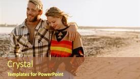  Presentation with seashore - Presentation theme consisting of happy-young-white-couple-hugging background and a red colored foreground