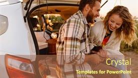  Presentation with young happy couple - Presentation theme having happy-young-white-couple-smiling background and a red colored foreground