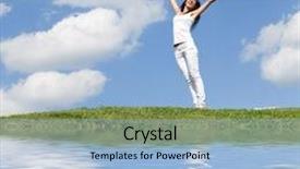  Presentation with dreams - Amazing PPT theme having happy young woman dreams to fly on winds backdrop and a light blue colored foreground