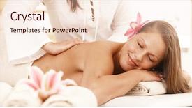  Presentation with welcome back design - Slides featuring happy young woman enjoying back background and a  colored foreground