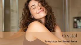  Presentation with forward - PPT layouts consisting of happy-young-woman-feeling-relaxed background and a coral colored foreground