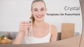  Presentation with water glass - Audience pleasing presentation consisting of happy-young-woman-holding-glass backdrop and a light gray colored foreground