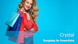  Presentation with beautiful young girl red - Amazing PPT layouts having happy-young-woman-holds-bags backdrop and a teal colored foreground