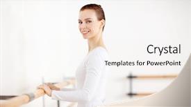  Presentation with ballet - PPT layouts enhanced with happy young woman in ballet background and a white colored foreground