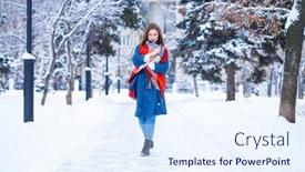  Presentation with winter blue - Amazing theme having happy-young-woman-in-blue backdrop and a sky blue colored foreground