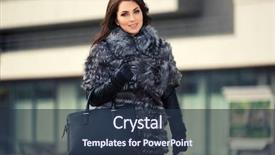  Presentation with fashion handbag - PPT theme featuring happy young woman in fur background and a tawny brown colored foreground