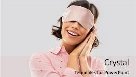  Presentation with pajama - Slide set having happy young woman in pajama background and a lemonade colored foreground