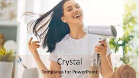  Presentation with dry ice co2 - Presentation design consisting of happy young woman is blowing background and a  colored foreground