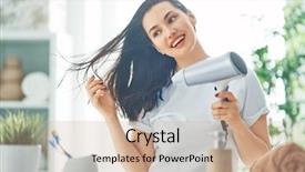  Presentation with happy smiling woman dental health - Amazing theme having happy young woman is blowing backdrop and a coral colored foreground