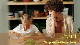  Presentation with youthful - PPT theme with happy-young-woman-looking background and a tawny brown colored foreground