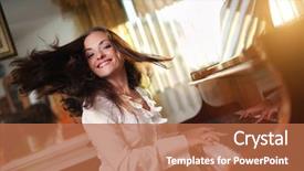  Presentation with young children playing multicultural - PPT theme enhanced with happy young woman playing piano background and a coral colored foreground