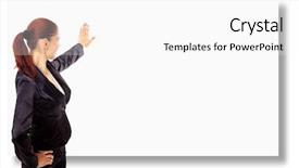  Presentation with upwards - Theme having happy young woman pointing upwards background and a white colored foreground