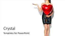  Presentation with birthday balloon - Cool new presentation theme with happy young woman presenting products backdrop and a white colored foreground