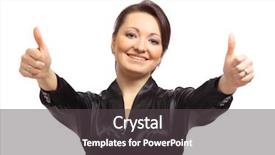  Presentation with joy - Cool new PPT layouts with happy young woman raising hands in joy and freedom against white background backdrop and a dark gray colored foreground