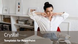  Presentation with wireless - Presentation theme consisting of happy-young-woman-relaxing background and a dark gray colored foreground