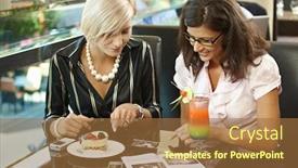  Presentation with sonogram - Audience pleasing slides consisting of happy young woman sitting in cafe having sweets looking at sonogram smiling backdrop and a coral colored foreground