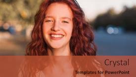  Presentation with teen girl - Slide set consisting of happy-young-woman-smiling-outdoors background and a red colored foreground