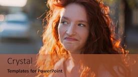  Presentation with teen girl - Presentation design enhanced with happy-young-woman-smiling-outdoors background and a red colored foreground