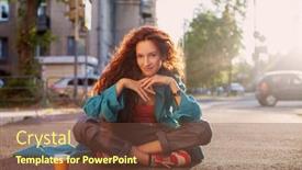  Presentation with teen girl - Presentation theme with happy-young-woman-smiling-outdoors background and a tawny brown colored foreground