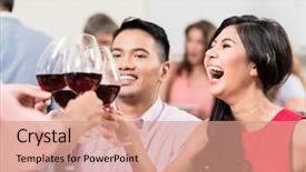  Presentation with happy birthday bicycle - Amazing PPT layouts having happy young woman toasting wineglasses backdrop and a  colored foreground