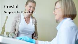  Presentation with happy smiling woman dental health - PPT theme featuring happy young woman undergoing regular background and a light gray colored foreground