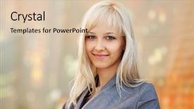  Presentation with city street - Theme consisting of happy young woman walking background and a lemonade colored foreground