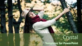 Presentation with hat - Presentation having happy-young-woman-wearing-hat background and a  colored foreground