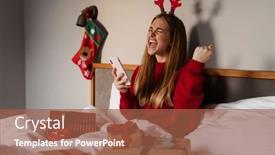  Presentation with christmas presents - PPT layouts with happy-young-woman-wearing-red background and a red colored foreground