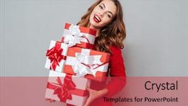  Presentation with gifs christmas - Slide deck consisting of happy young woman with christmas background and a red colored foreground